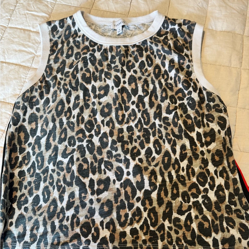 Evereve Leopard Print Tank Top in Black, Brown, Cream